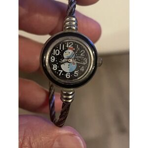 Geneva Christmas Snowman Analog Twisted Wire Bangle Fashion Watch Cable Band
